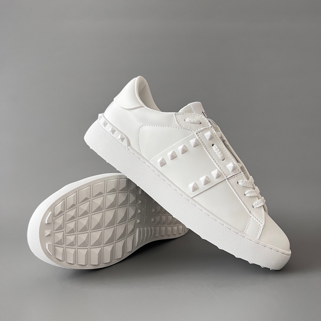 valentino  Rockstud Untitled Unisex Casual Sneakers: Round-Toe, Lace-Up, and Studded