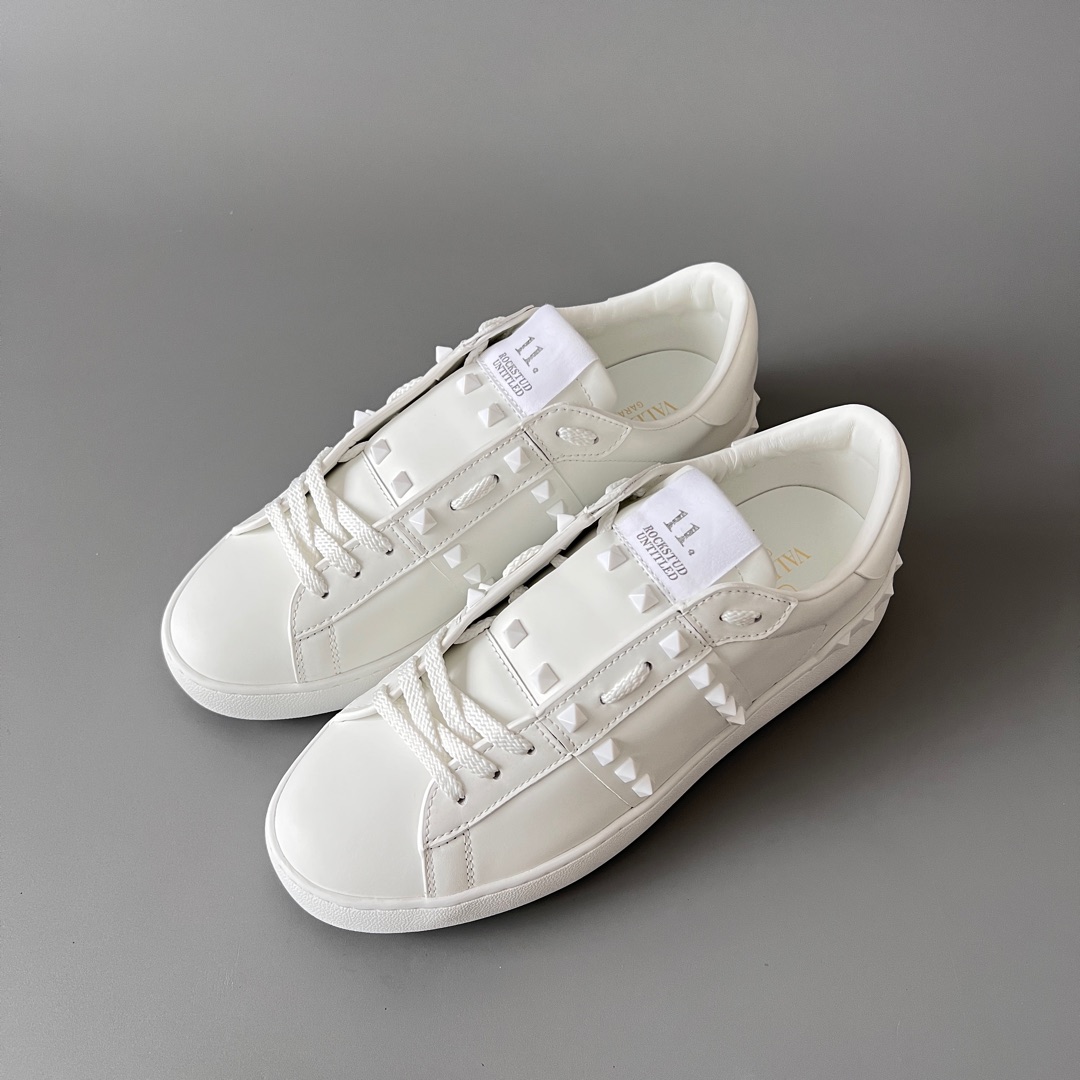 valentino  Rockstud Untitled Unisex Casual Sneakers: Round-Toe, Lace-Up, and Studded