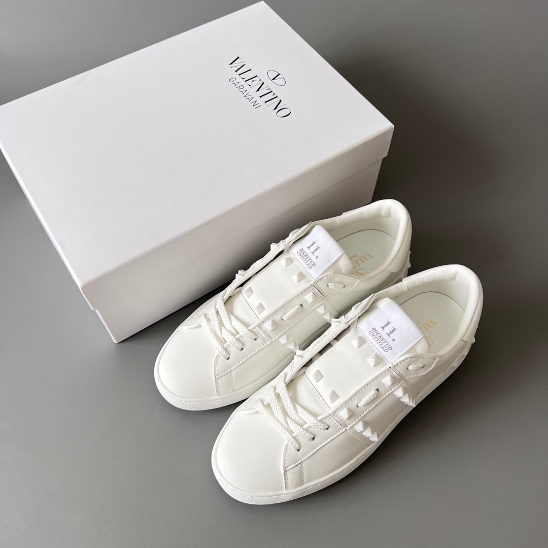 valentino  Rockstud Untitled Unisex Casual Sneakers: Round-Toe, Lace-Up, and Studded