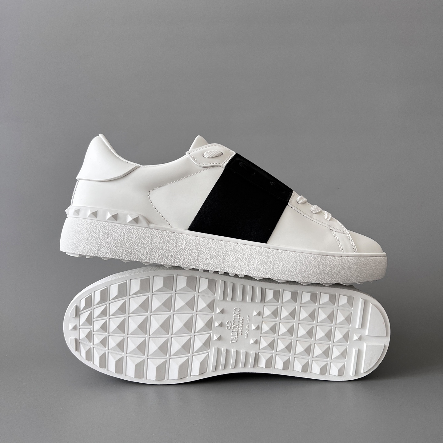 valentino  Rockstud Untitled Unisex Casual Sneakers: Round-Toe, Lace-Up, and Studded
