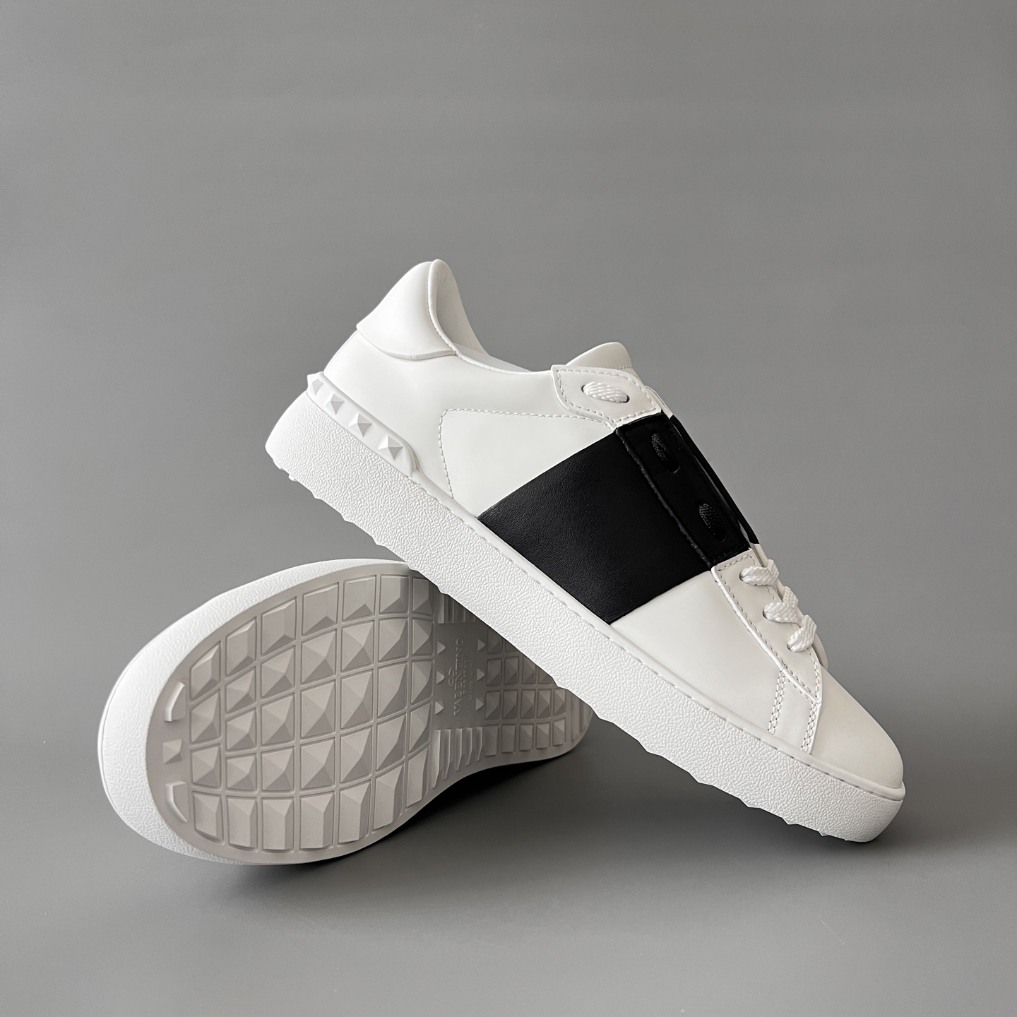 valentino  Rockstud Untitled Unisex Casual Sneakers: Round-Toe, Lace-Up, and Studded