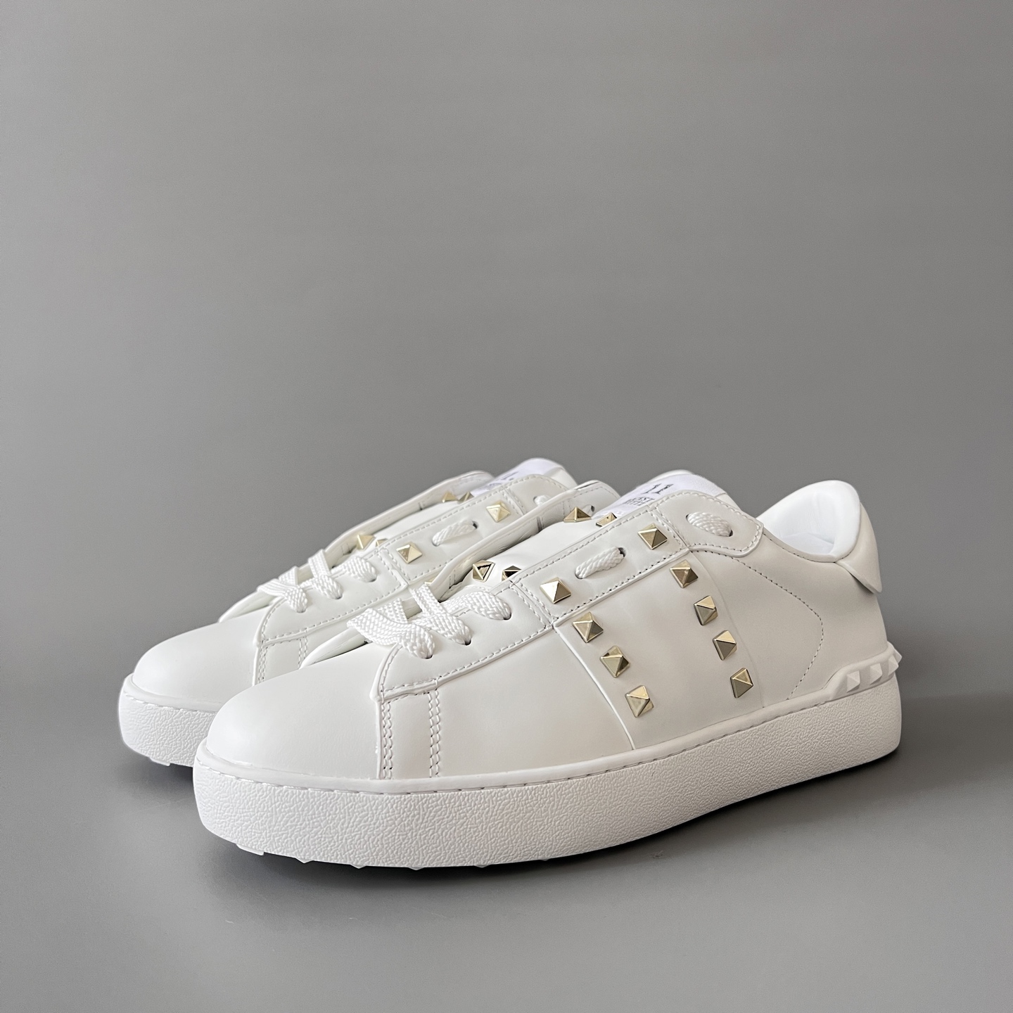 valentino  Rockstud Untitled Unisex Casual Sneakers: Round-Toe, Lace-Up, and Studded