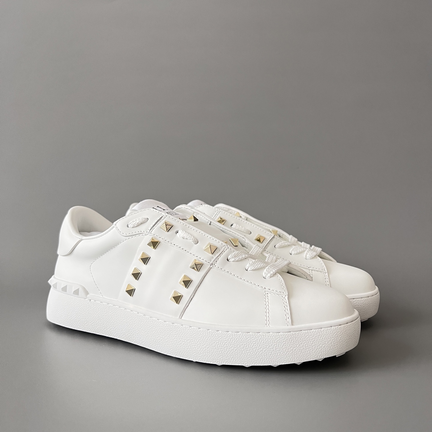 valentino  Rockstud Untitled Unisex Casual Sneakers: Round-Toe, Lace-Up, and Studded
