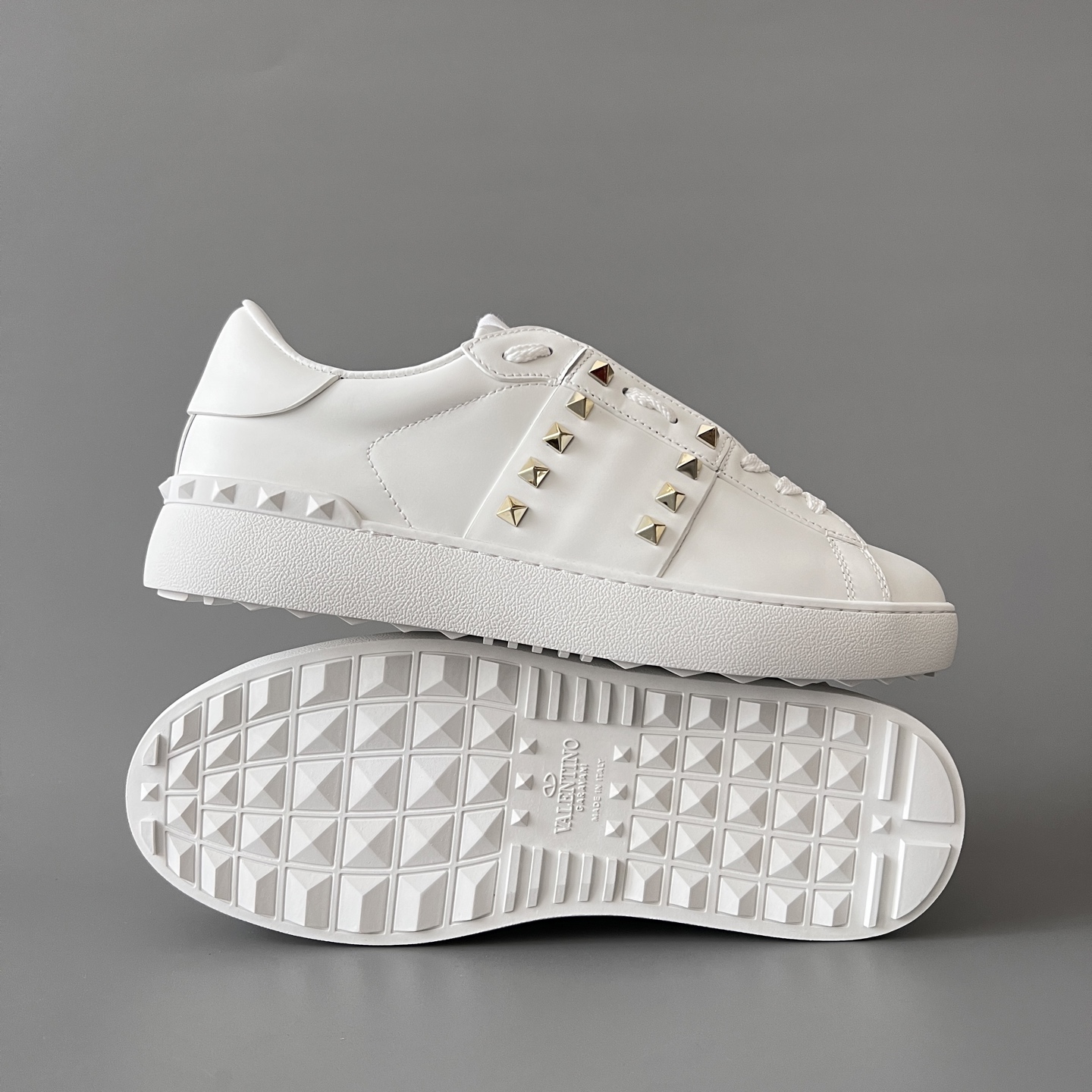 valentino  Rockstud Untitled Unisex Casual Sneakers: Round-Toe, Lace-Up, and Studded