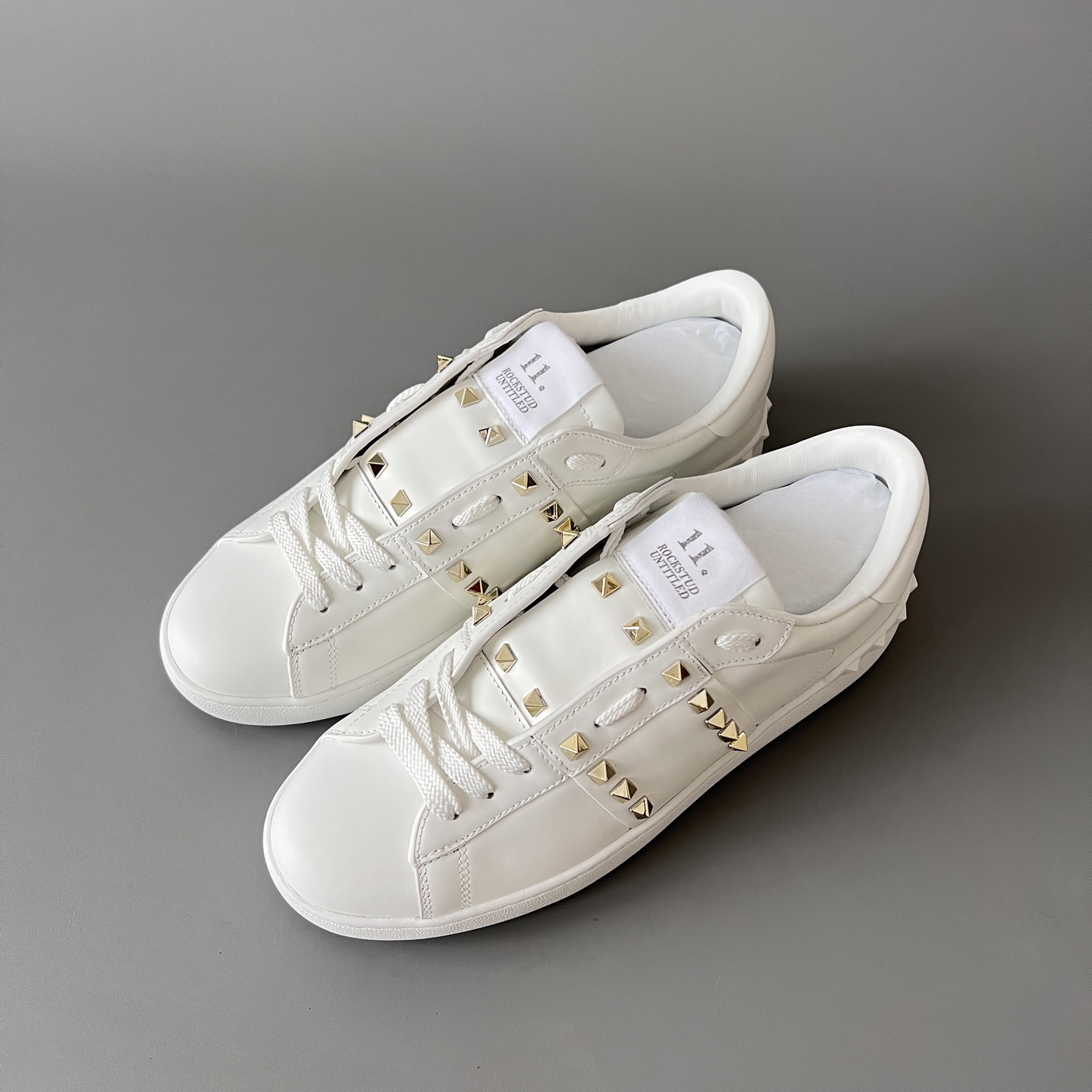 valentino  Rockstud Untitled Unisex Casual Sneakers: Round-Toe, Lace-Up, and Studded