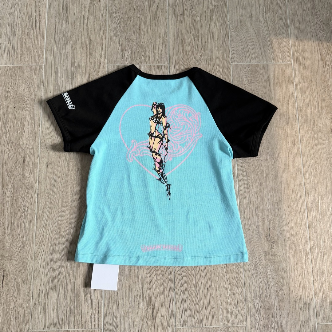 Chrome Hearts CH 克罗心 女款 Deadly doll印花女款短袖 A5  蓝色