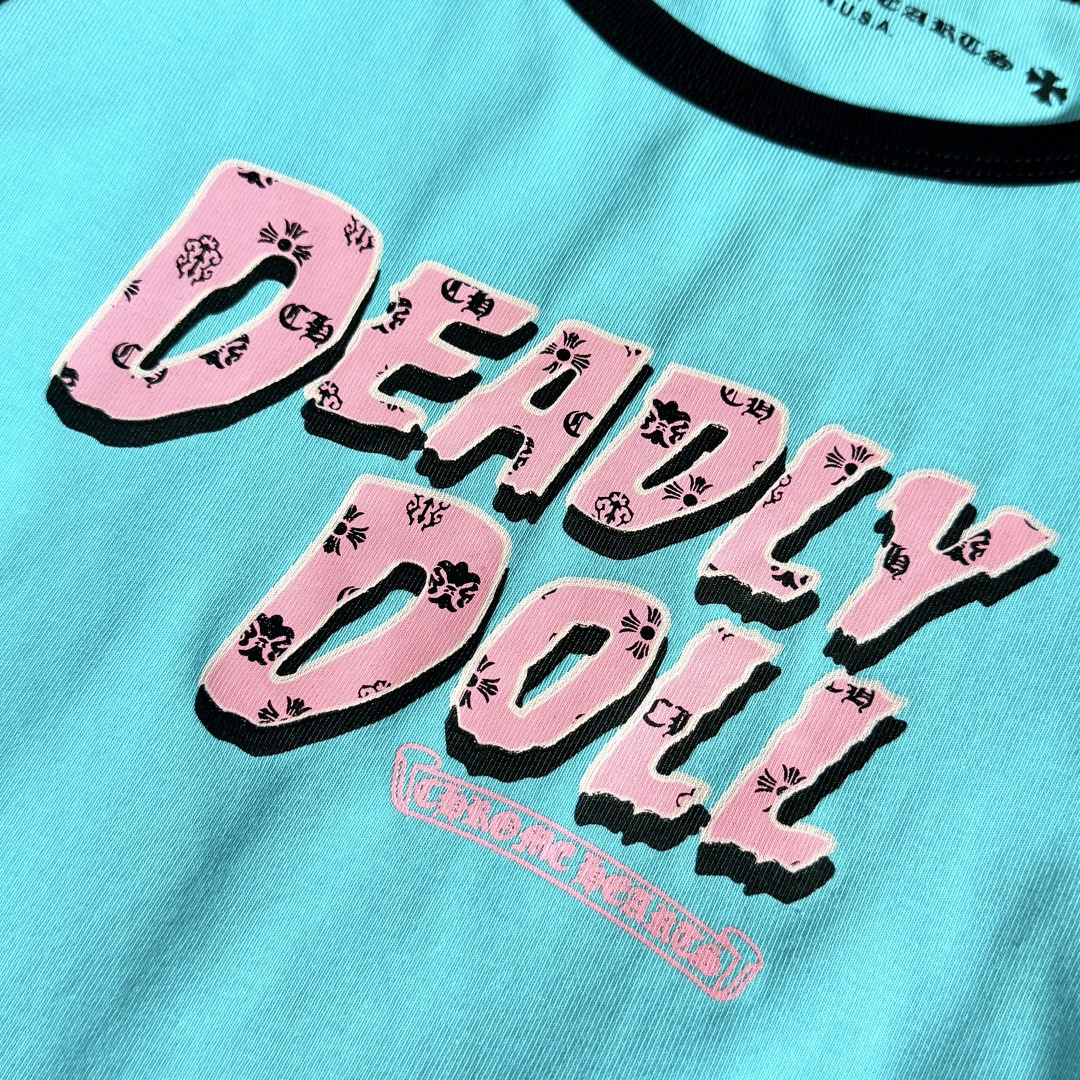 Chrome Hearts CH 克罗心 女款 Deadly doll印花女款短袖 A5  蓝色