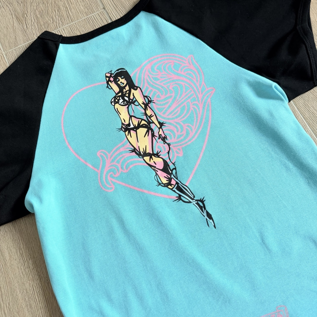 Chrome Hearts CH 克罗心 女款 Deadly doll印花女款短袖 A5  蓝色