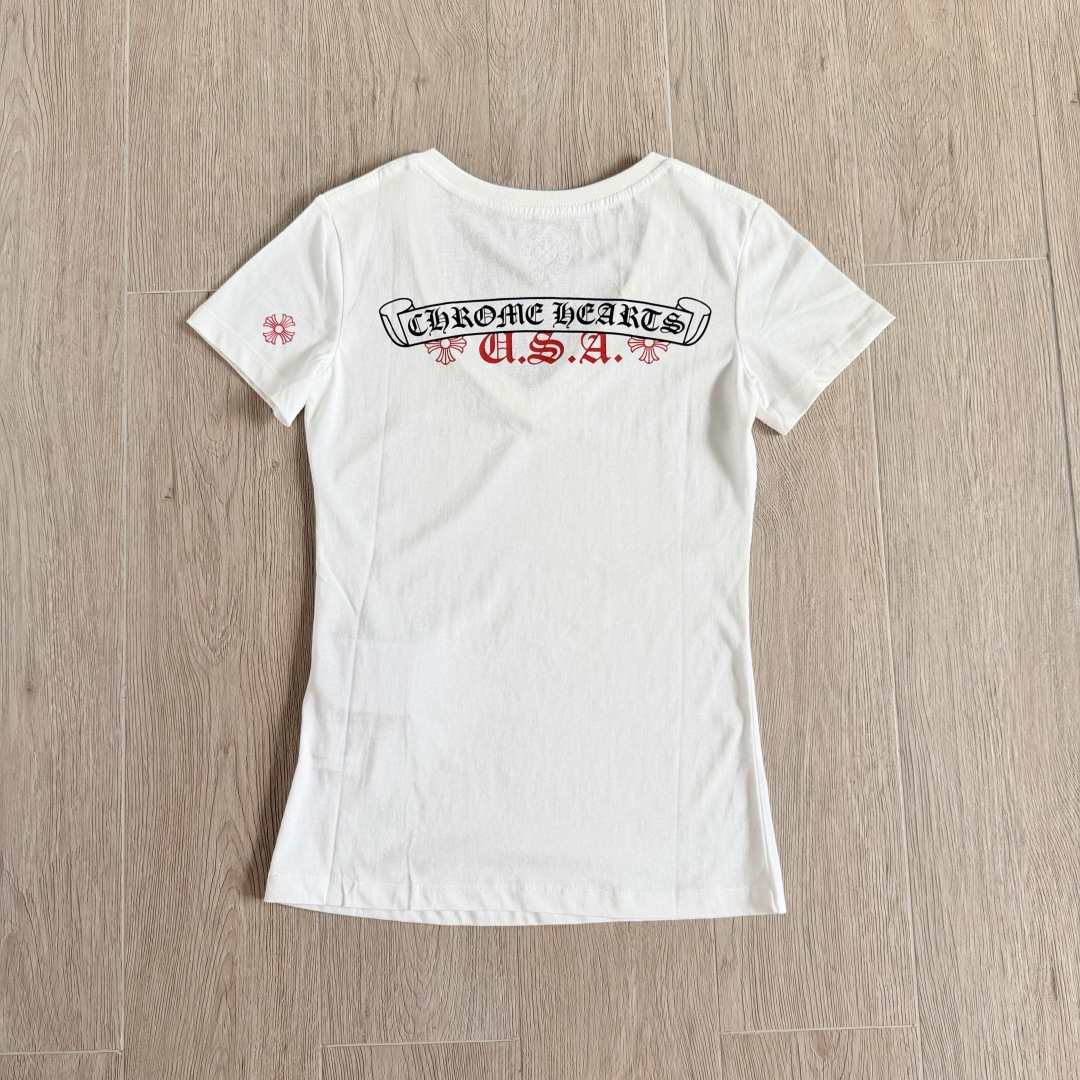 Chrome Hearts CH 克罗心 女款  短袖  修身 后背红字体 A5