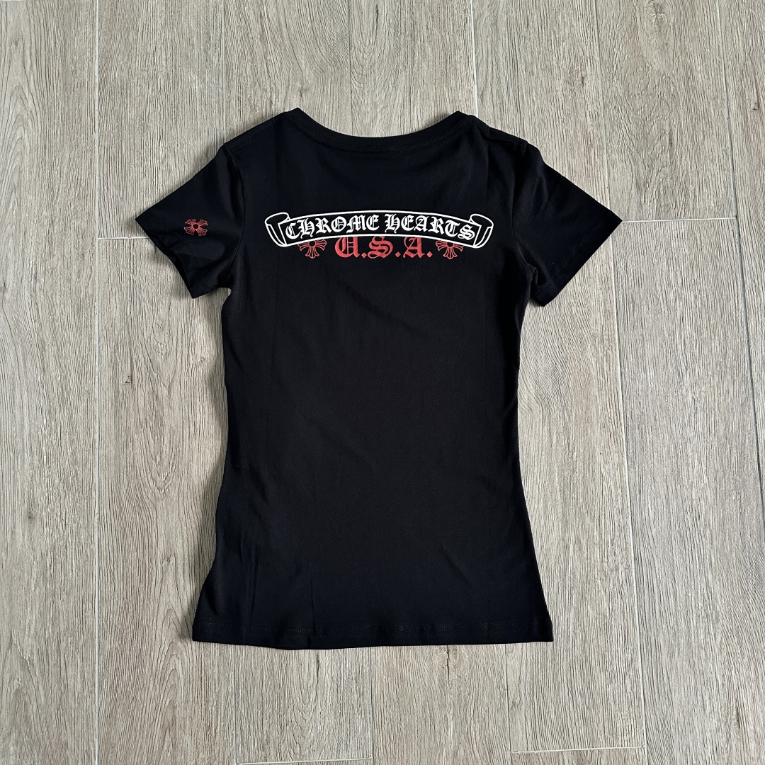 Chrome Hearts CH 克罗心 女款  短袖  修身 后背红字体 A5