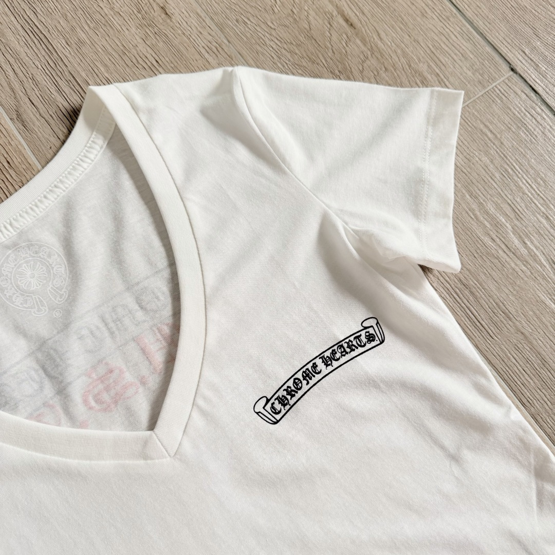 Chrome Hearts CH 克罗心 女款  短袖  修身 后背红字体 A5