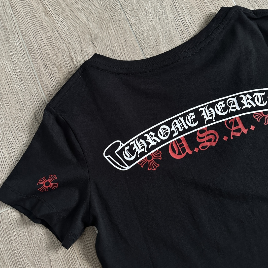 Chrome Hearts CH 克罗心 女款  短袖  修身 后背红字体 A5