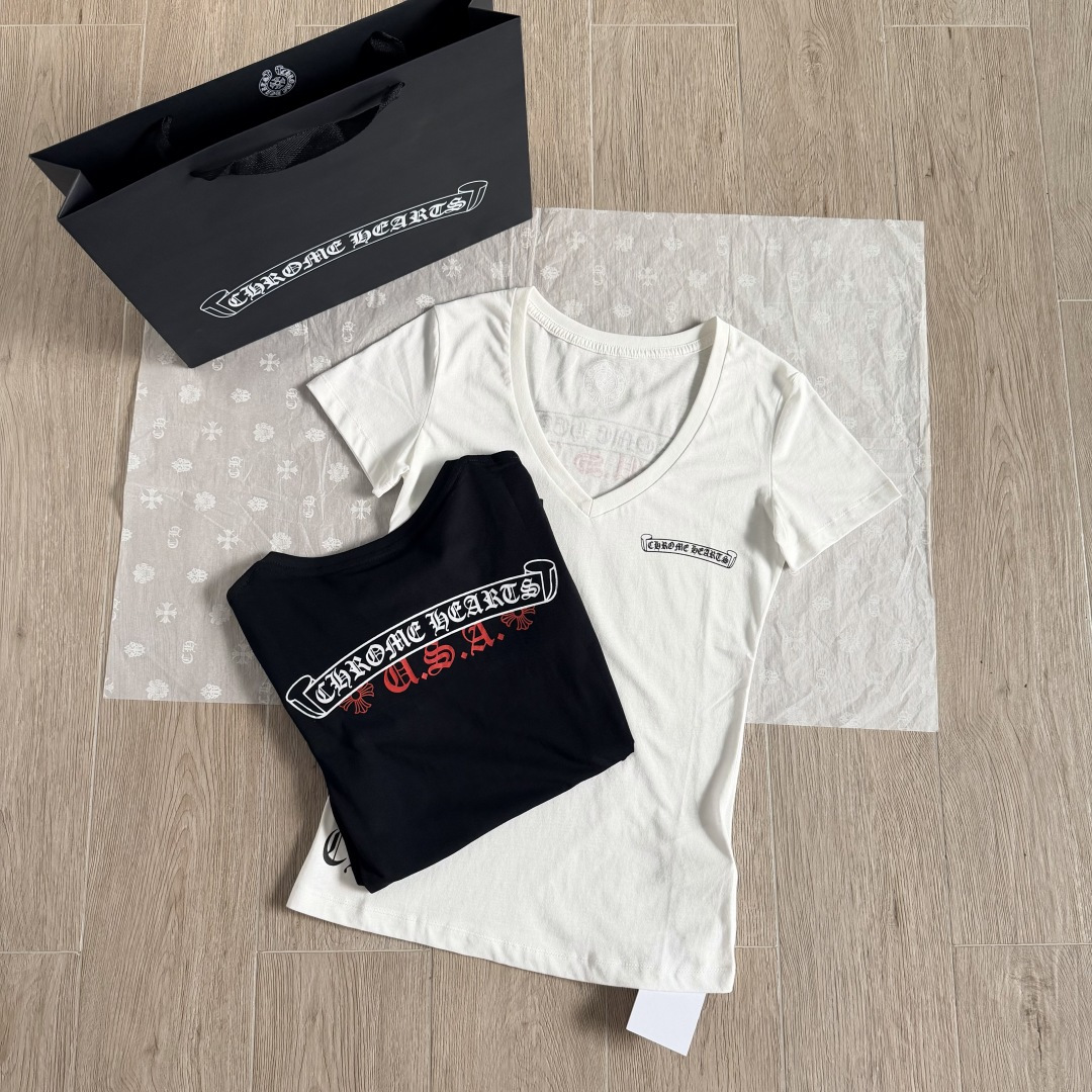 Chrome Hearts CH 克罗心 女款  短袖  修身 后背红字体 A5