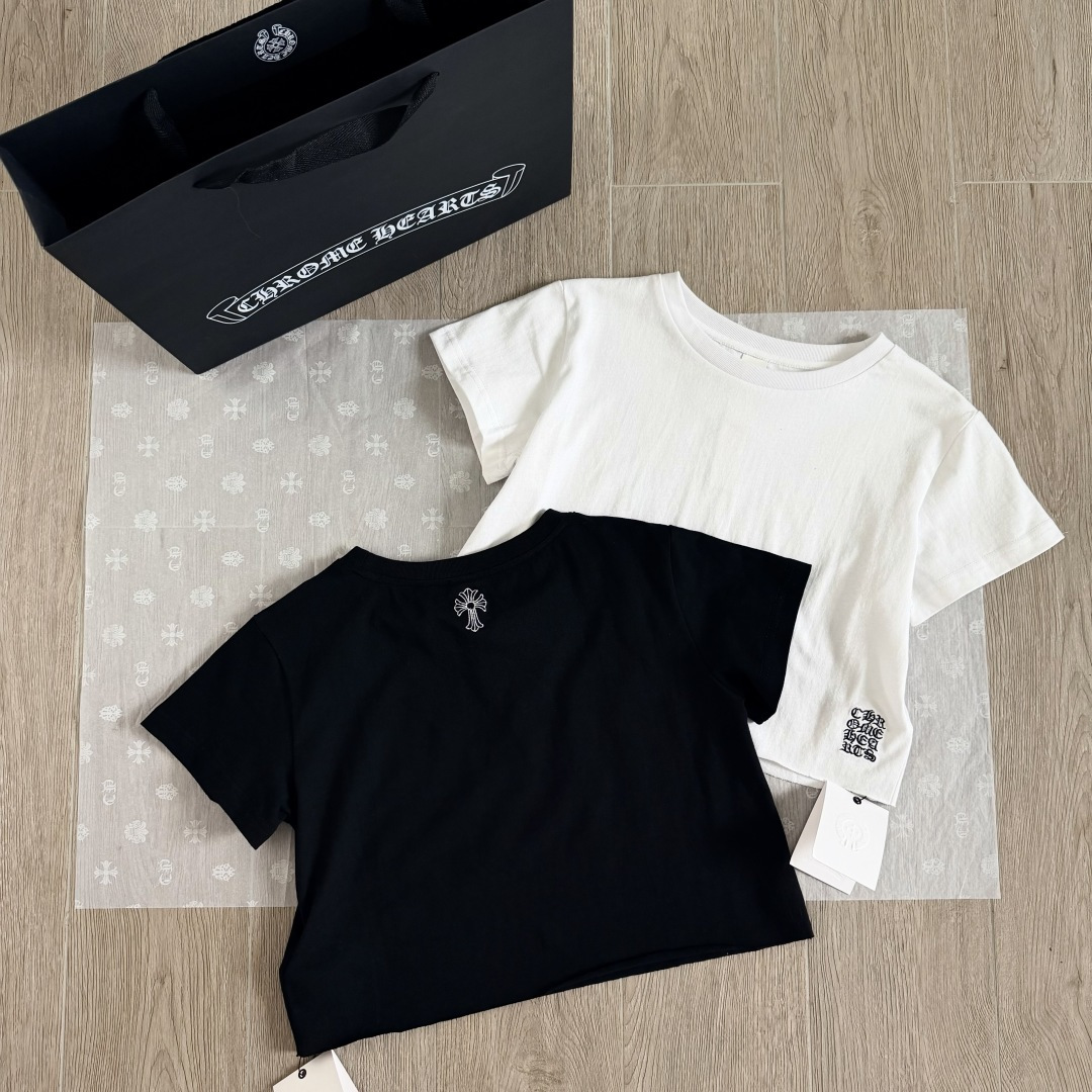Chrome Hearts CH 克罗心 女款  Lisa同款刺绣十字架短款 短袖   A5 