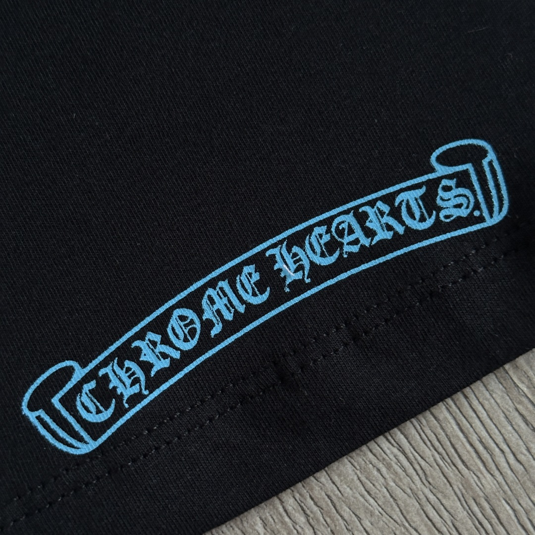 Chrome Hearts CH 克罗心 女款  短袖  修身 后背蓝字体 A5黑色 