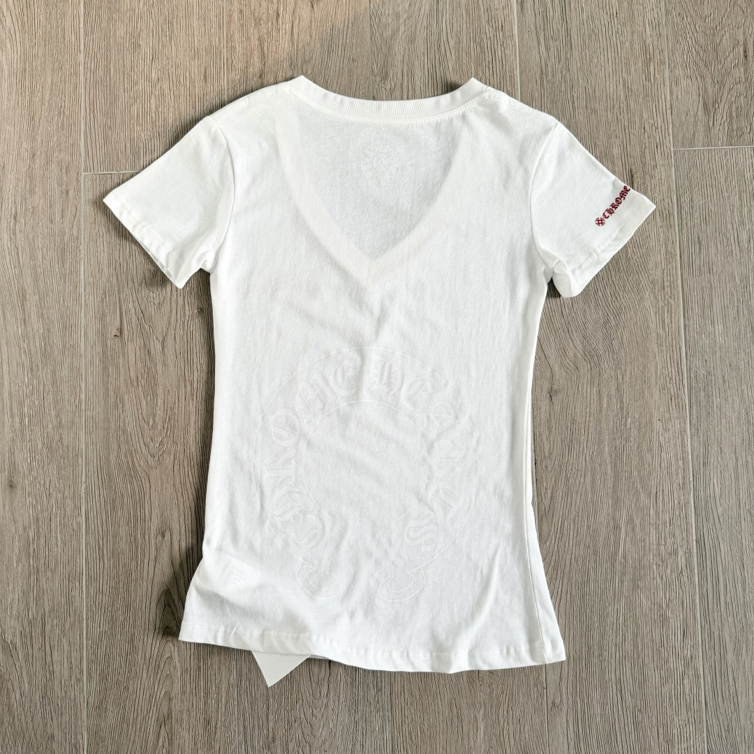 Chrome Hearts CH 克罗心 女款  短袖  修身 后背红字体 A5白色 