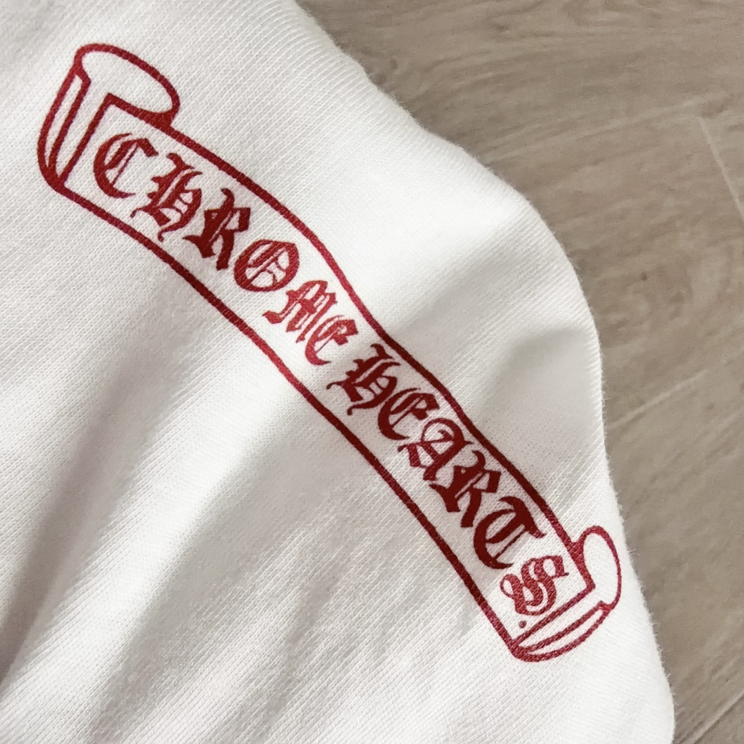 Chrome Hearts CH 克罗心 女款  短袖  修身 后背红字体 A5白色 