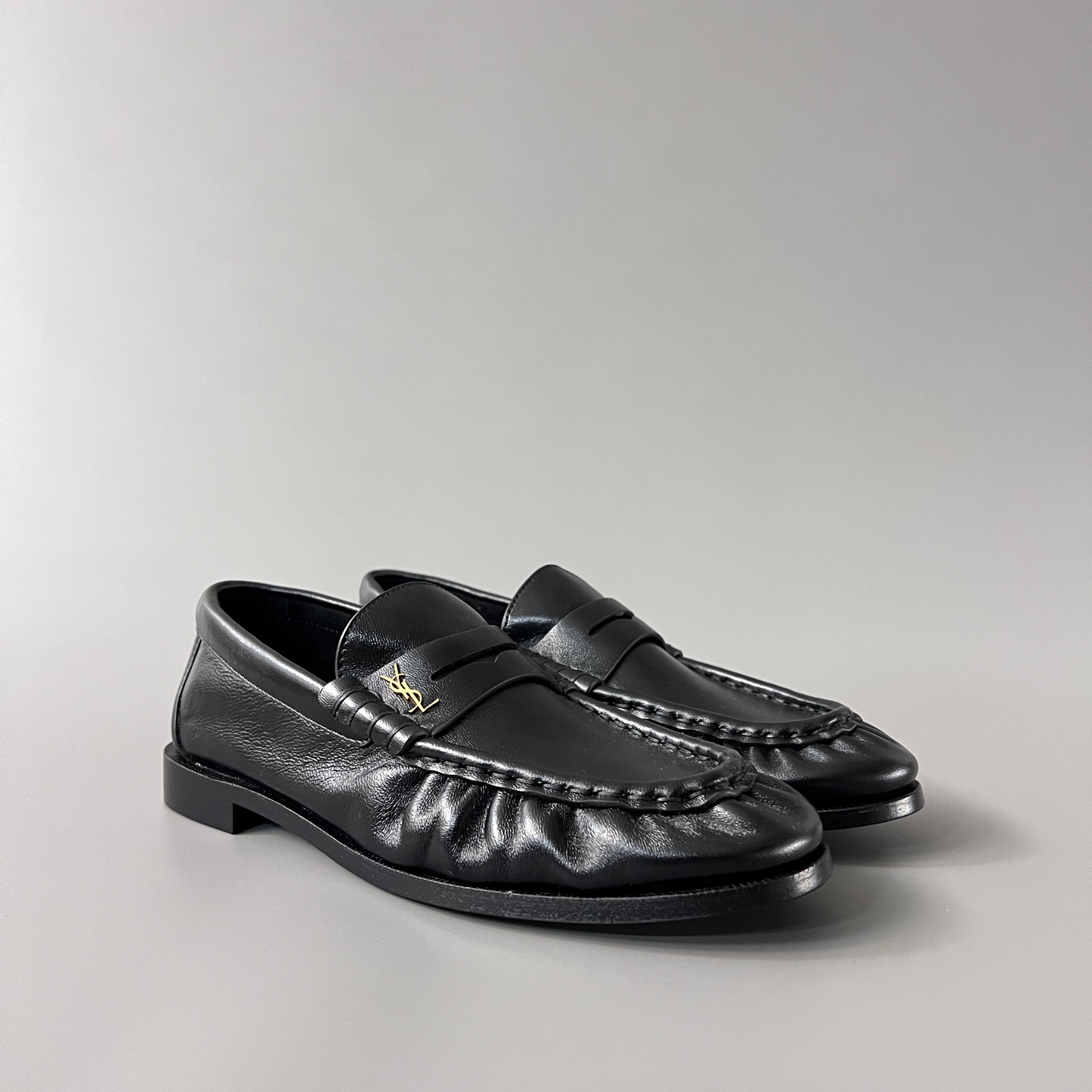 SAINT LAURENT Penny — Genuine Leather, Laceless, 1:1 Replica Loafers  Women's Shoes