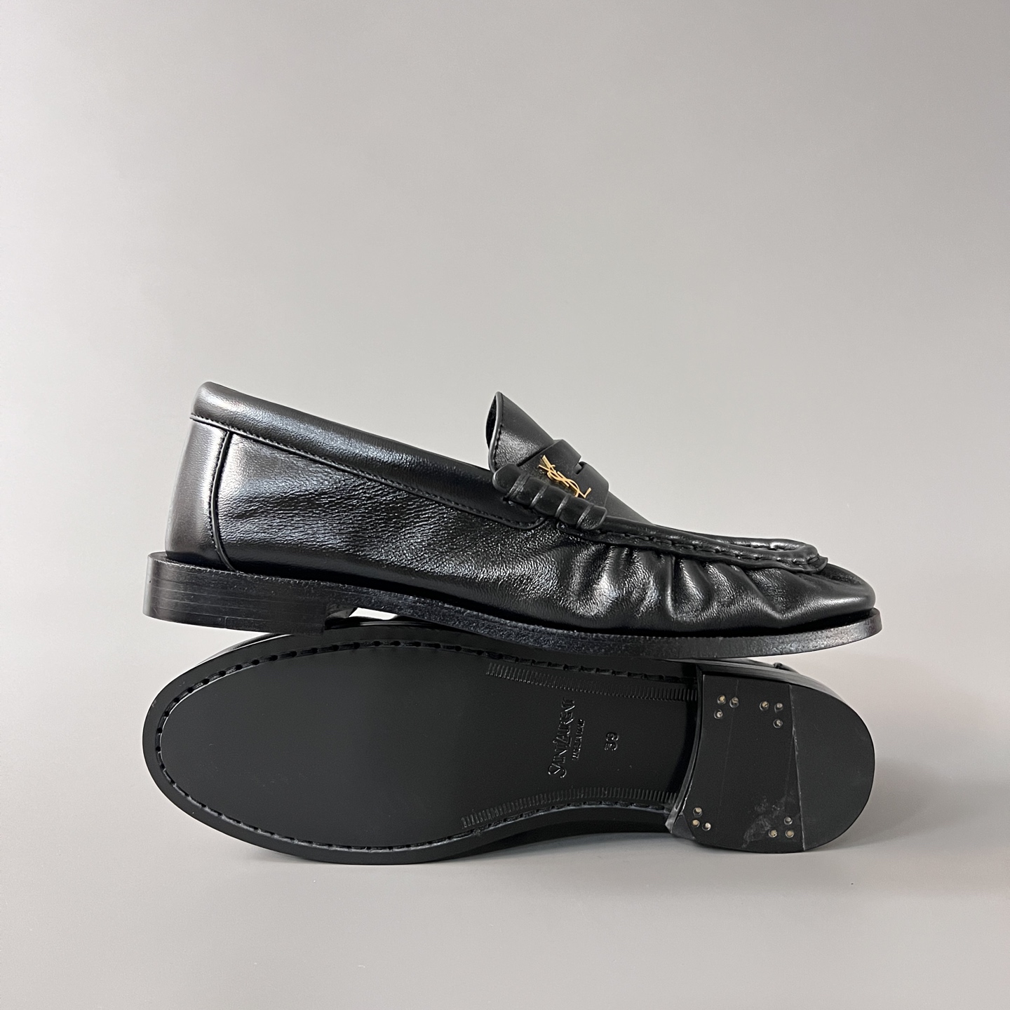 SAINT LAURENT Penny — Genuine Leather, Laceless, 1:1 Replica Loafers  Women's Shoes