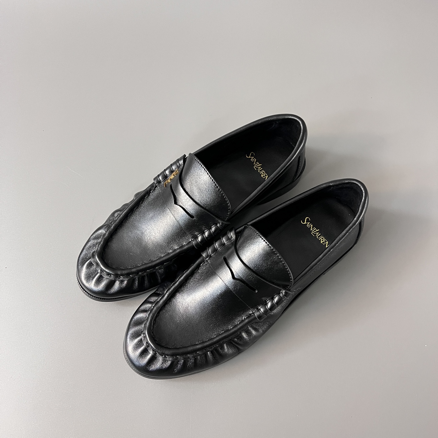 SAINT LAURENT Penny — Genuine Leather, Laceless, 1:1 Replica Loafers  Women's Shoes