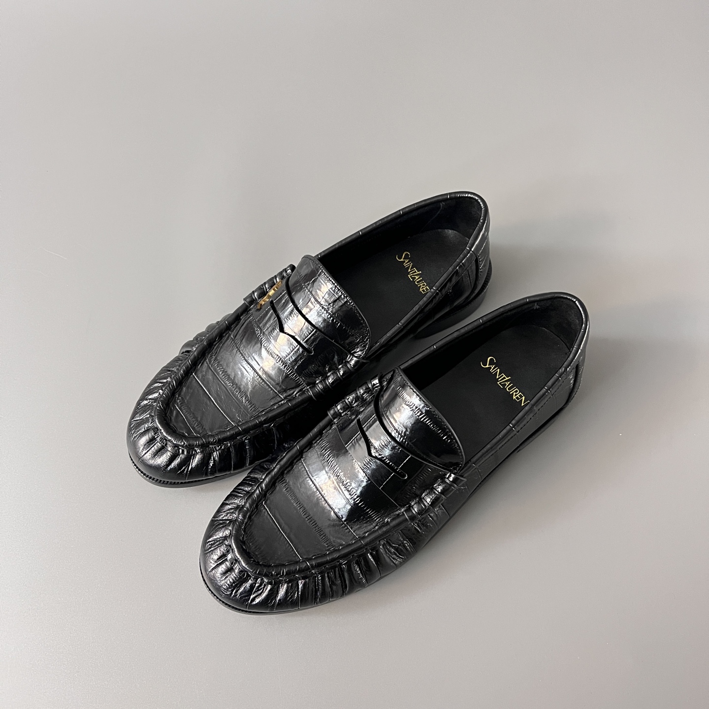 SAINT LAURENT Penny — Genuine Leather, Laceless, 1:1 Replica Loafers  Women's Shoes