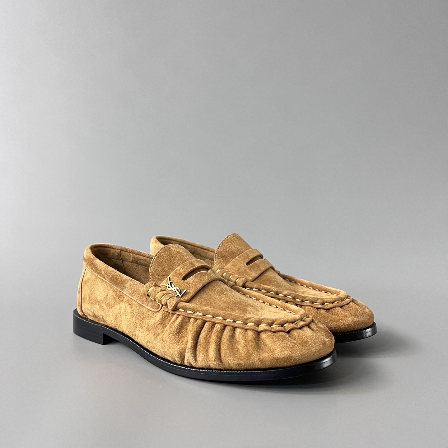 SAINT LAURENT Penny — Genuine Leather, Laceless, 1:1 Replica Loafers  Women's Shoes