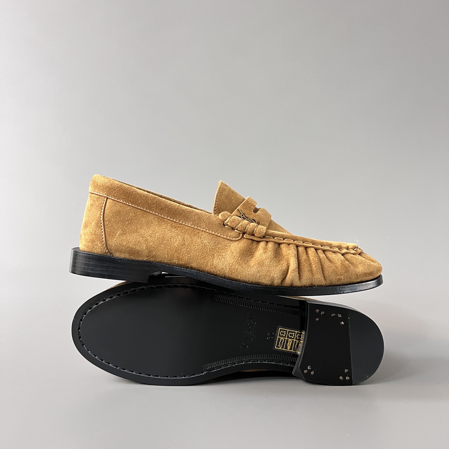 SAINT LAURENT Penny — Genuine Leather, Laceless, 1:1 Replica Loafers  Women's Shoes
