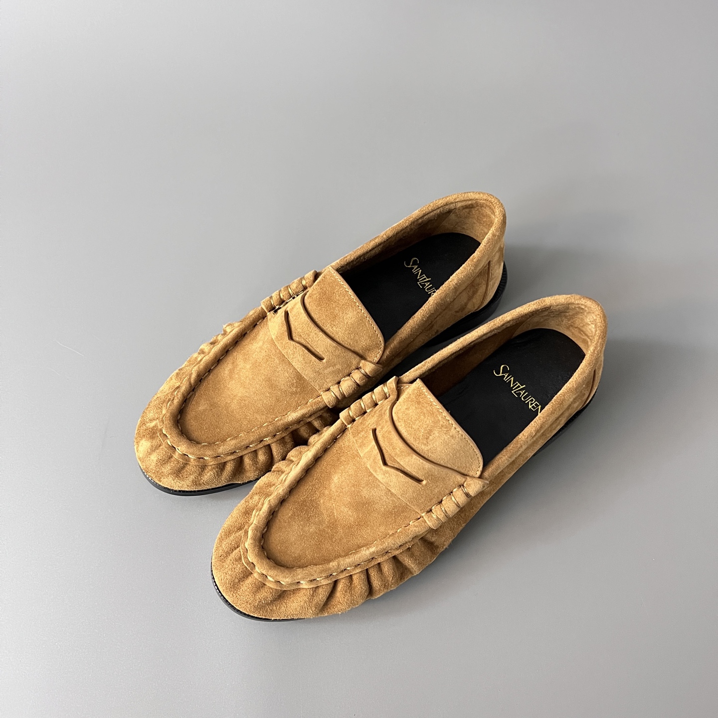 SAINT LAURENT Penny — Genuine Leather, Laceless, 1:1 Replica Loafers  Women's Shoes
