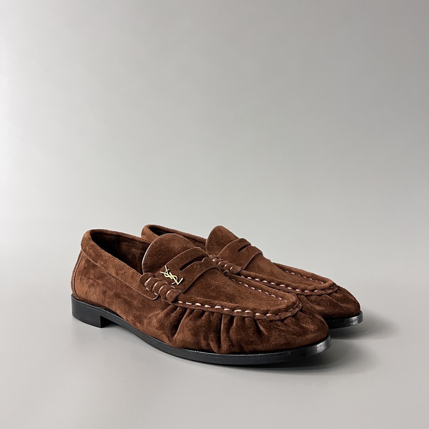 SAINT LAURENT Penny — Genuine Leather, Laceless, 1:1 Replica Loafers  Women's Shoes