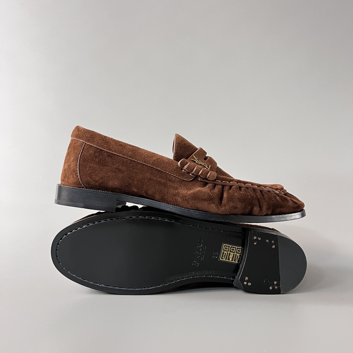 SAINT LAURENT Penny — Genuine Leather, Laceless, 1:1 Replica Loafers  Women's Shoes
