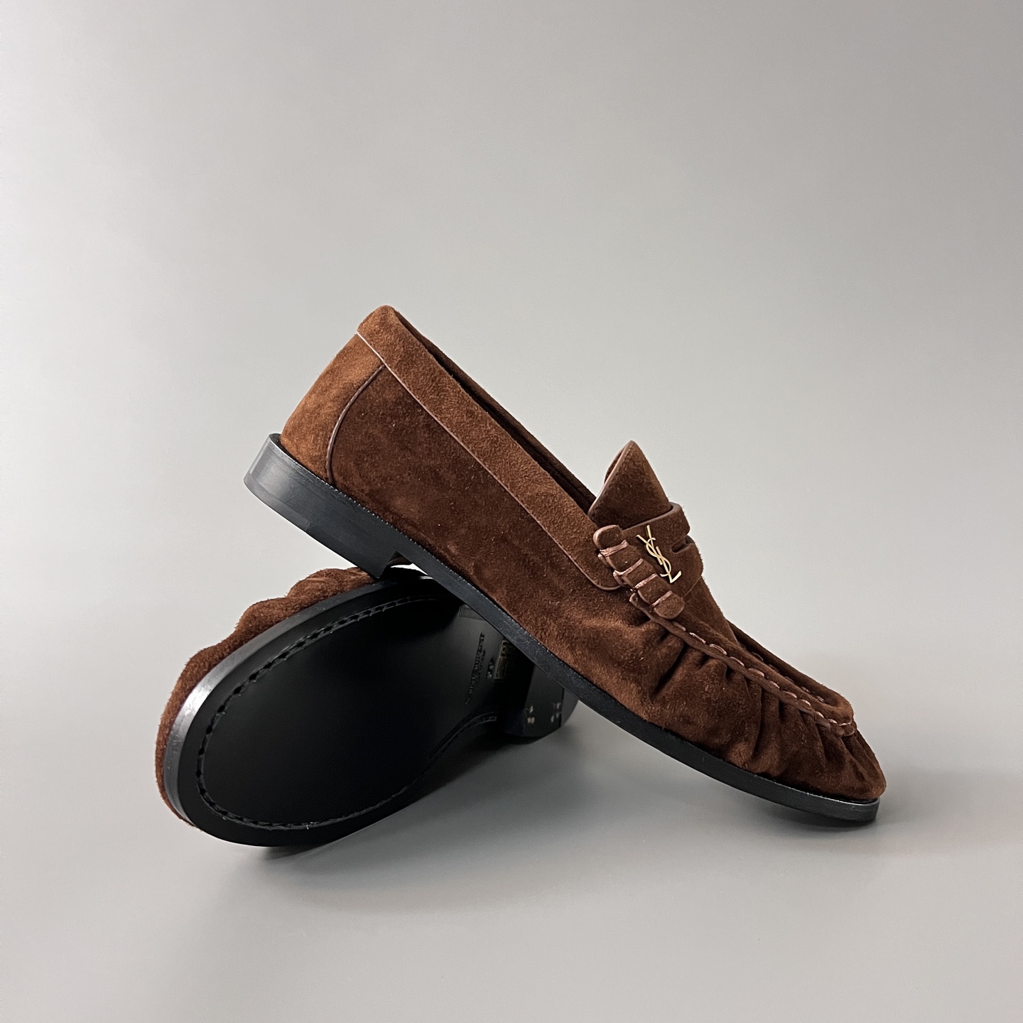 SAINT LAURENT Penny — Genuine Leather, Laceless, 1:1 Replica Loafers  Women's Shoes