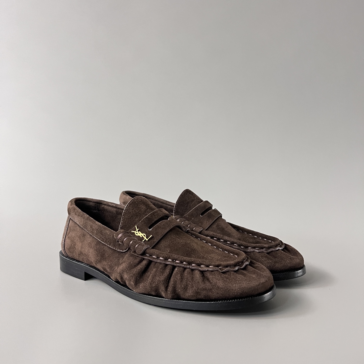 SAINT LAURENT Penny — Genuine Leather, Laceless, 1:1 Replica Loafers  Women's Shoes