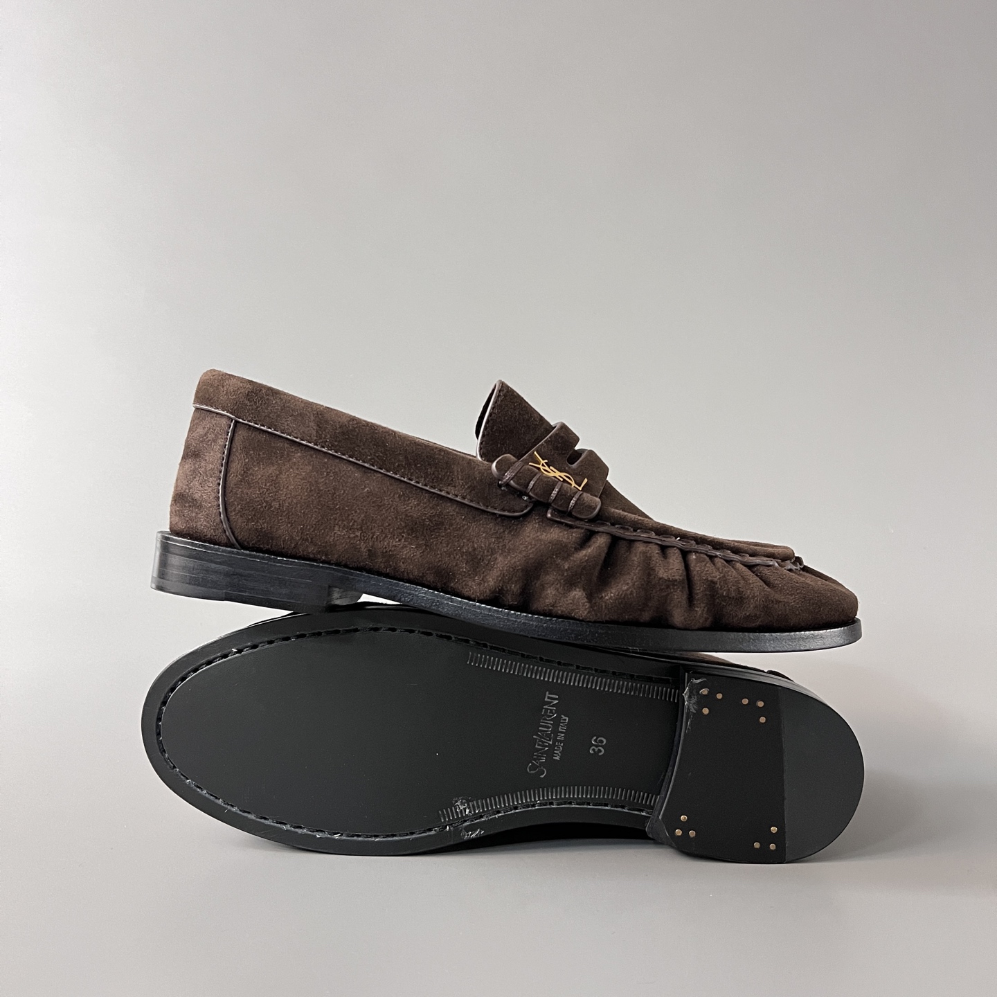 SAINT LAURENT Penny — Genuine Leather, Laceless, 1:1 Replica Loafers  Women's Shoes