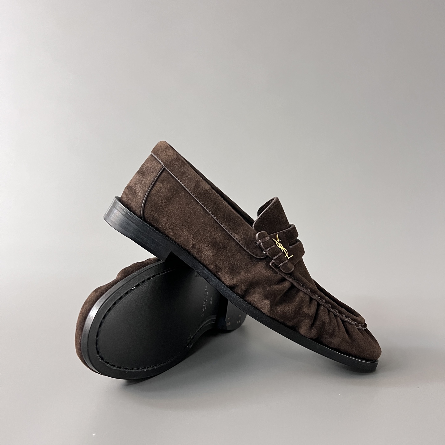 SAINT LAURENT Penny — Genuine Leather, Laceless, 1:1 Replica Loafers  Women's Shoes