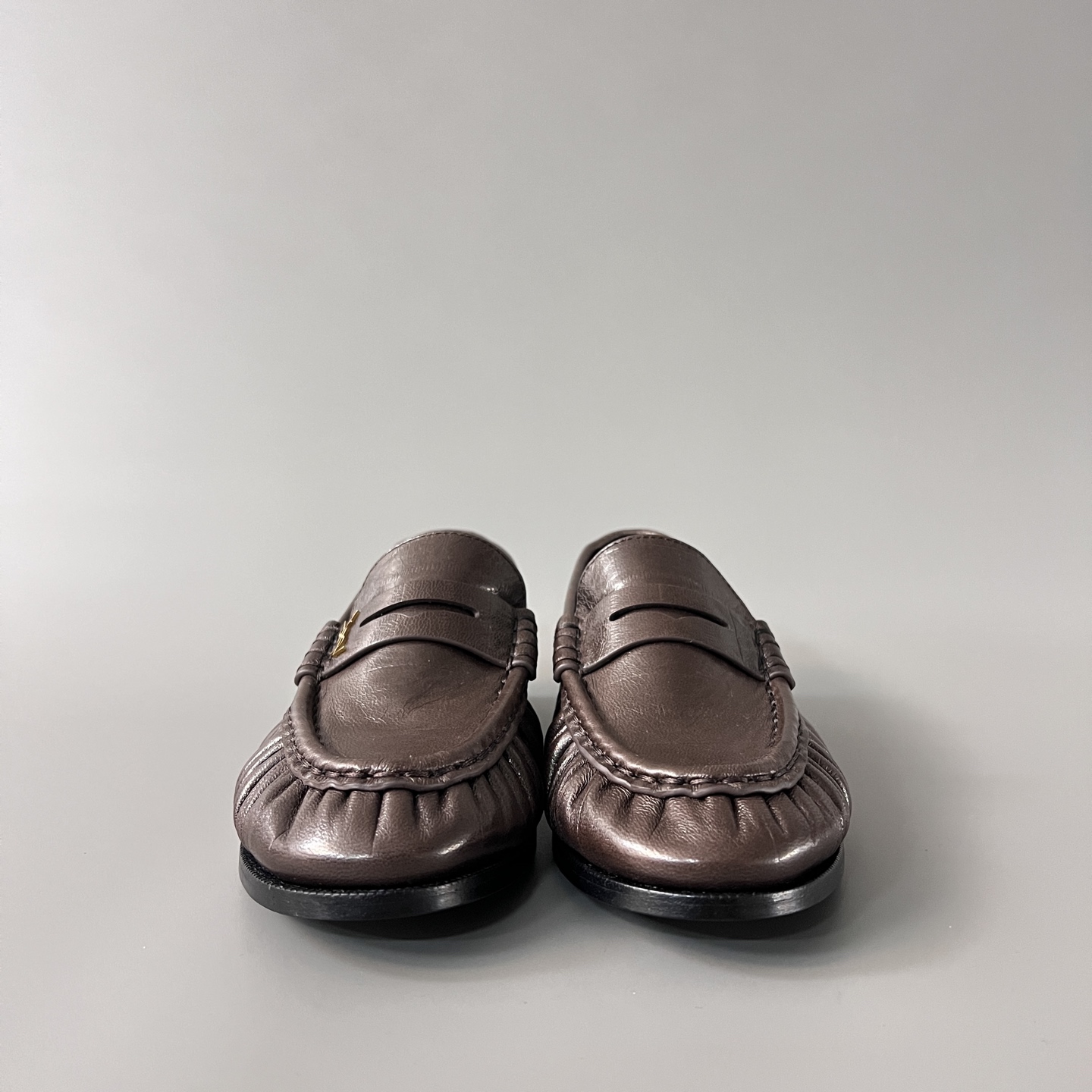 SAINT LAURENT Penny — Genuine Leather, Laceless, 1:1 Replica Loafers  Women's Shoes