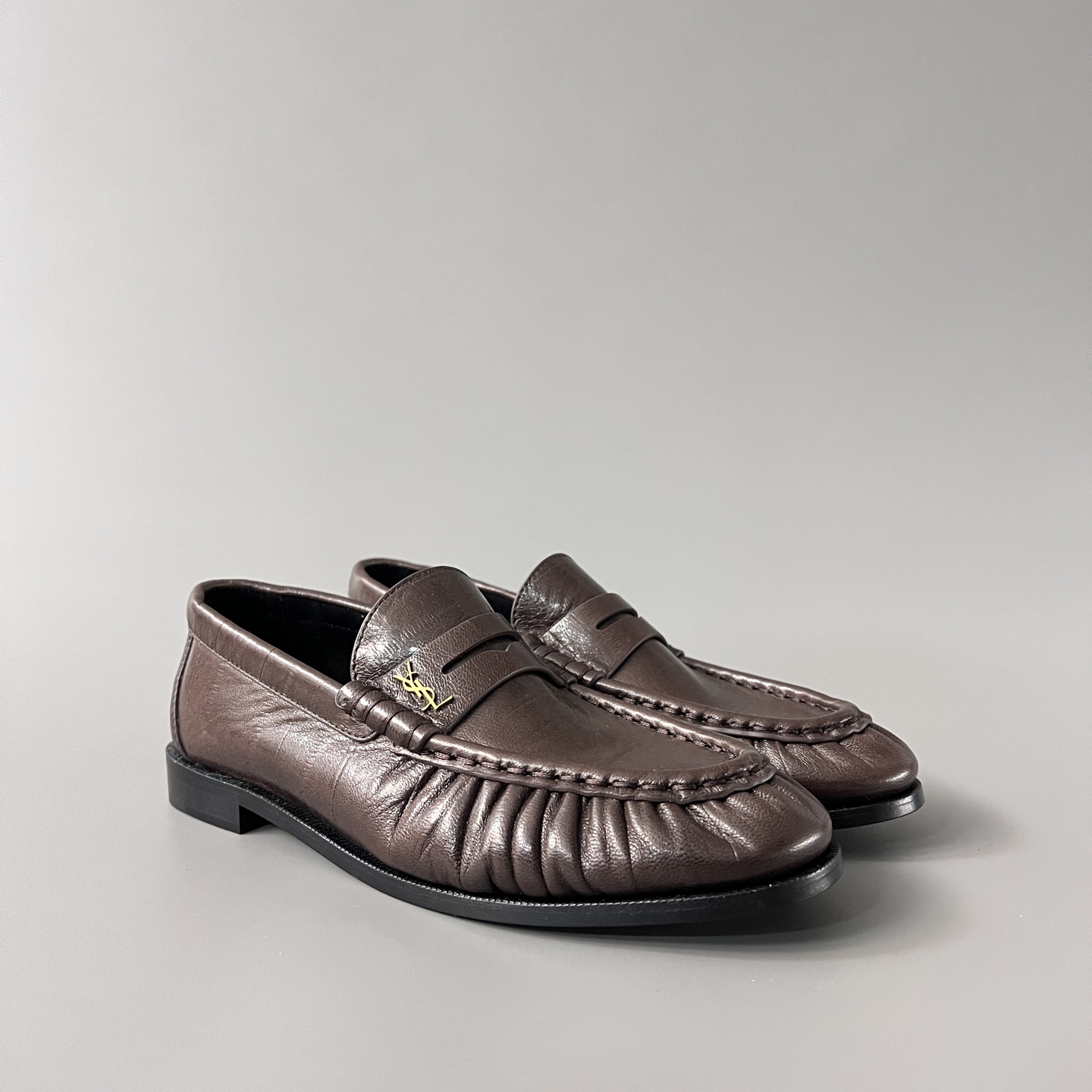 SAINT LAURENT Penny — Genuine Leather, Laceless, 1:1 Replica Loafers  Women's Shoes