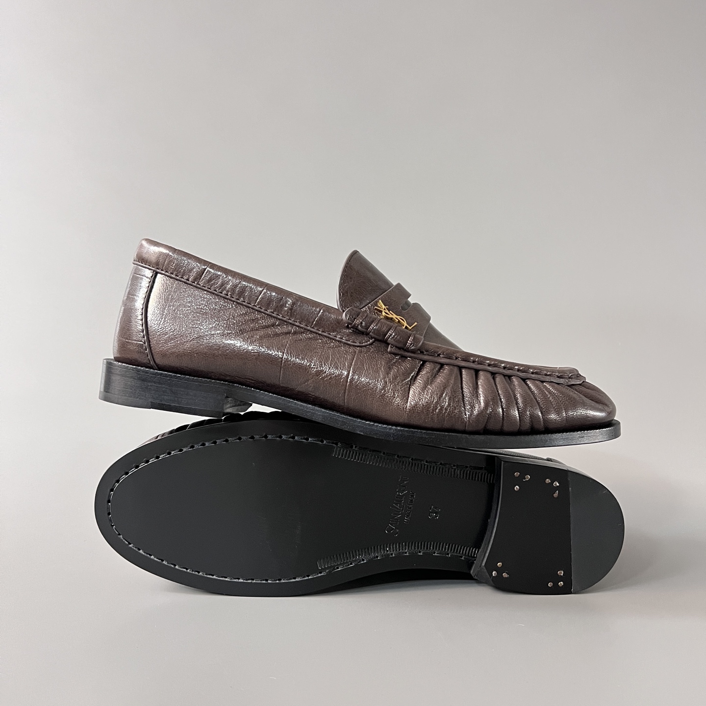 SAINT LAURENT Penny — Genuine Leather, Laceless, 1:1 Replica Loafers  Women's Shoes