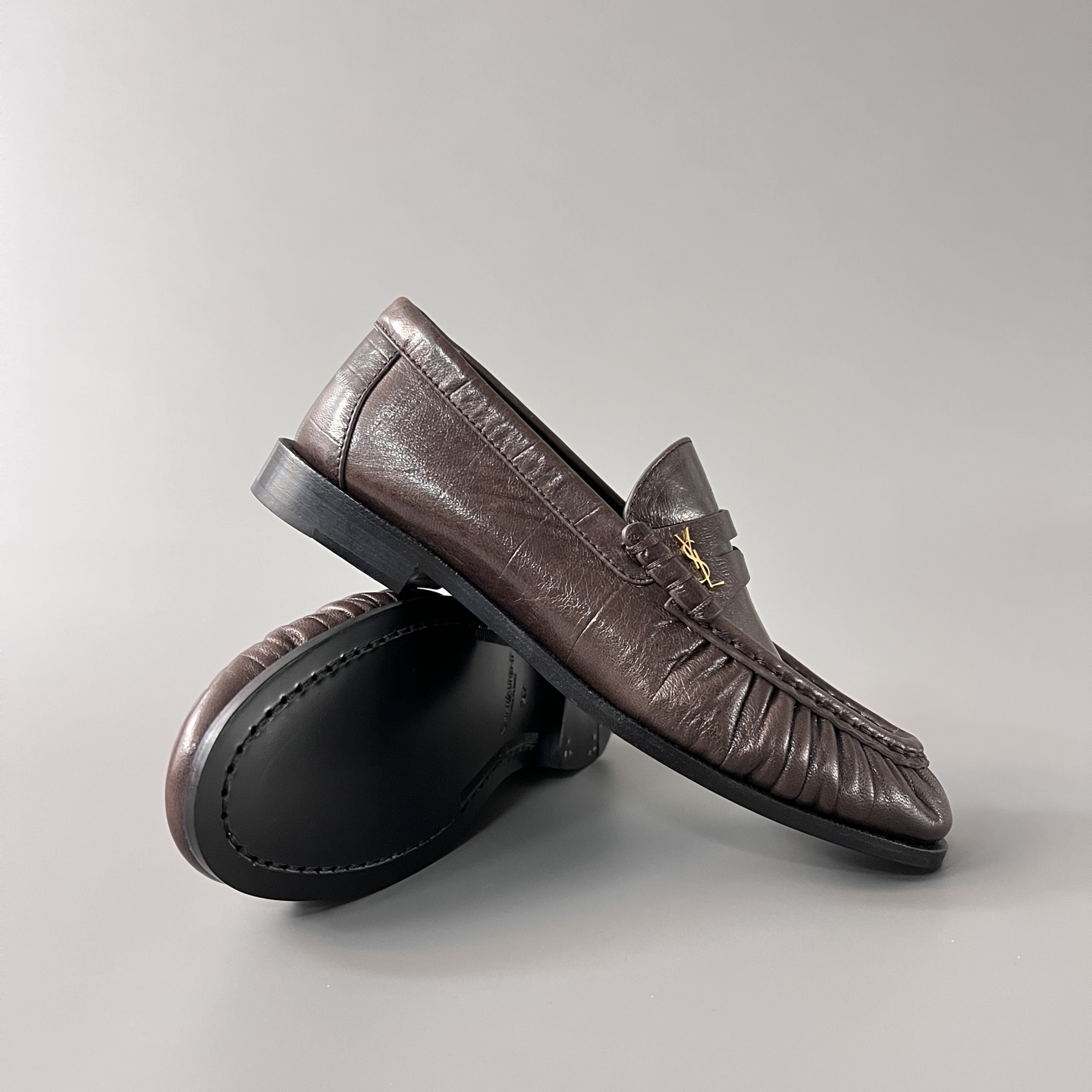 SAINT LAURENT Penny — Genuine Leather, Laceless, 1:1 Replica Loafers  Women's Shoes
