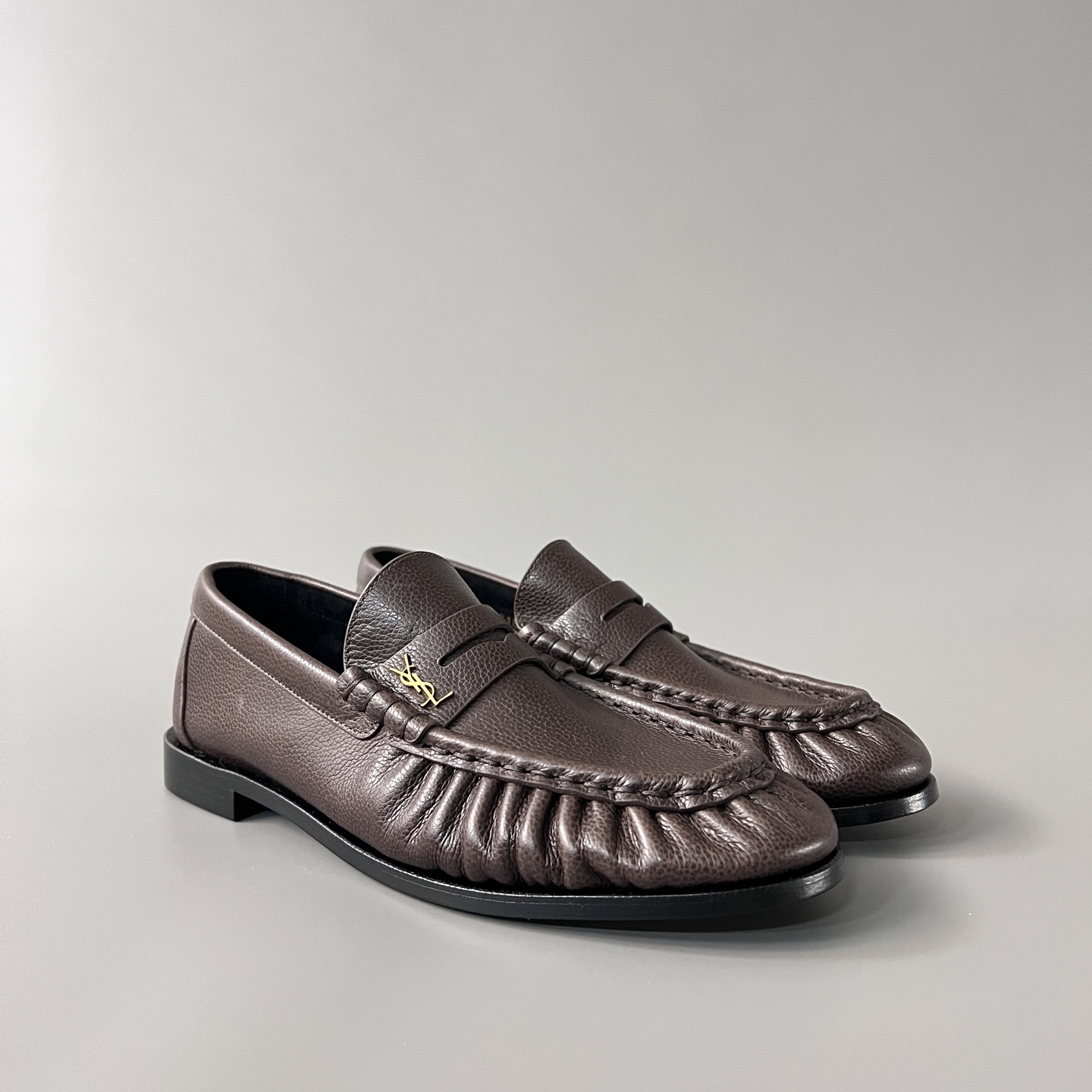 SAINT LAURENT Penny — Genuine Leather, Laceless, 1:1 Replica Loafers  Women's Shoes