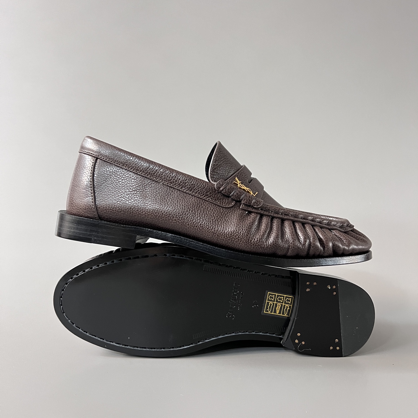 SAINT LAURENT Penny — Genuine Leather, Laceless, 1:1 Replica Loafers  Women's Shoes