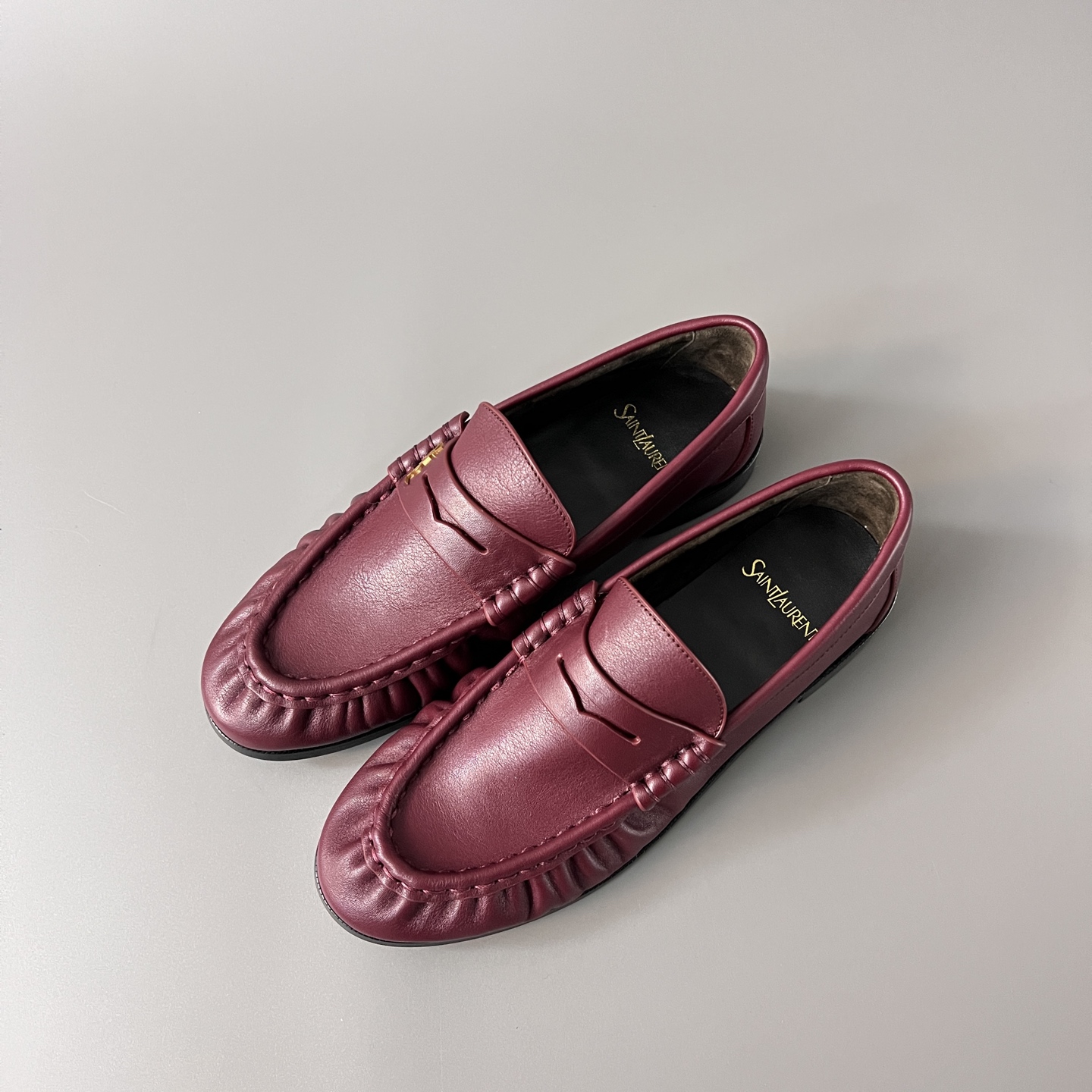 SAINT LAURENT Penny — Genuine Leather, Laceless, 1:1 Replica Loafers  Women's Shoes