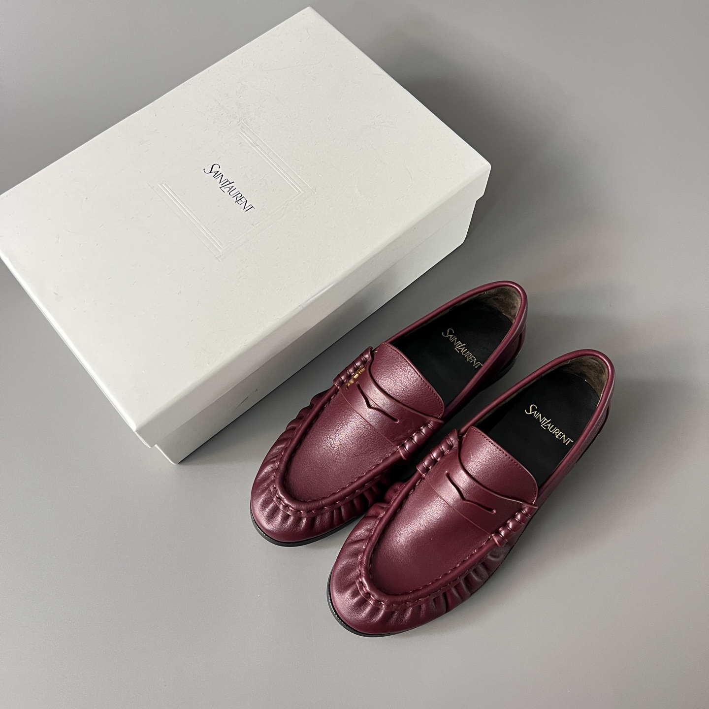 SAINT LAURENT Penny — Genuine Leather, Laceless, 1:1 Replica Loafers  Women's Shoes