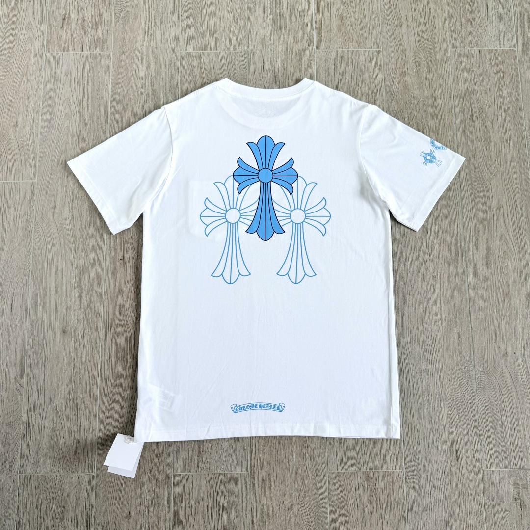 Chrome Hearts CH 克罗心  圆领 短袖 T恤 A0 蓝色大十字架