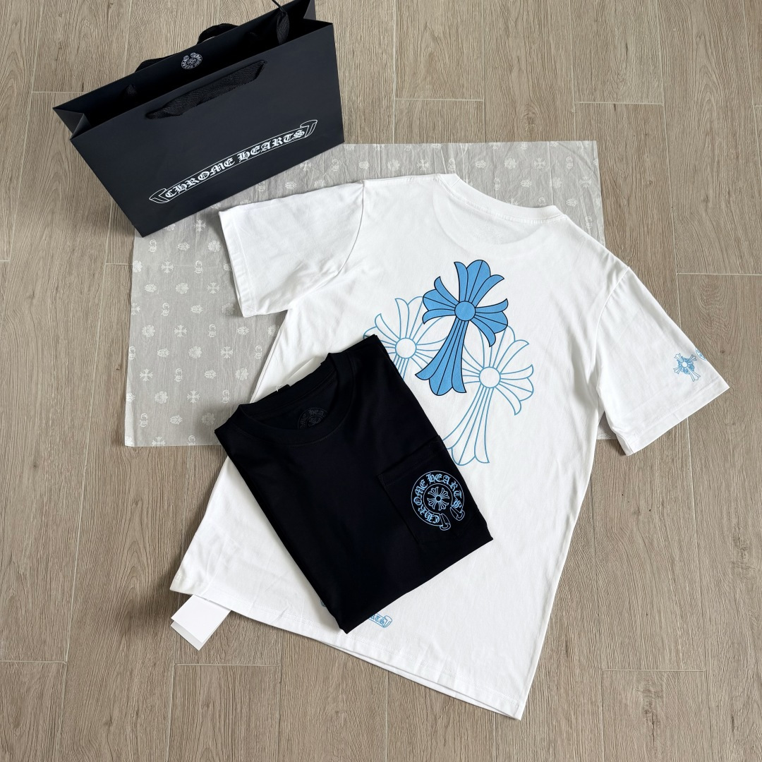 Chrome Hearts CH 克罗心  圆领 短袖 T恤 A0 蓝色大十字架