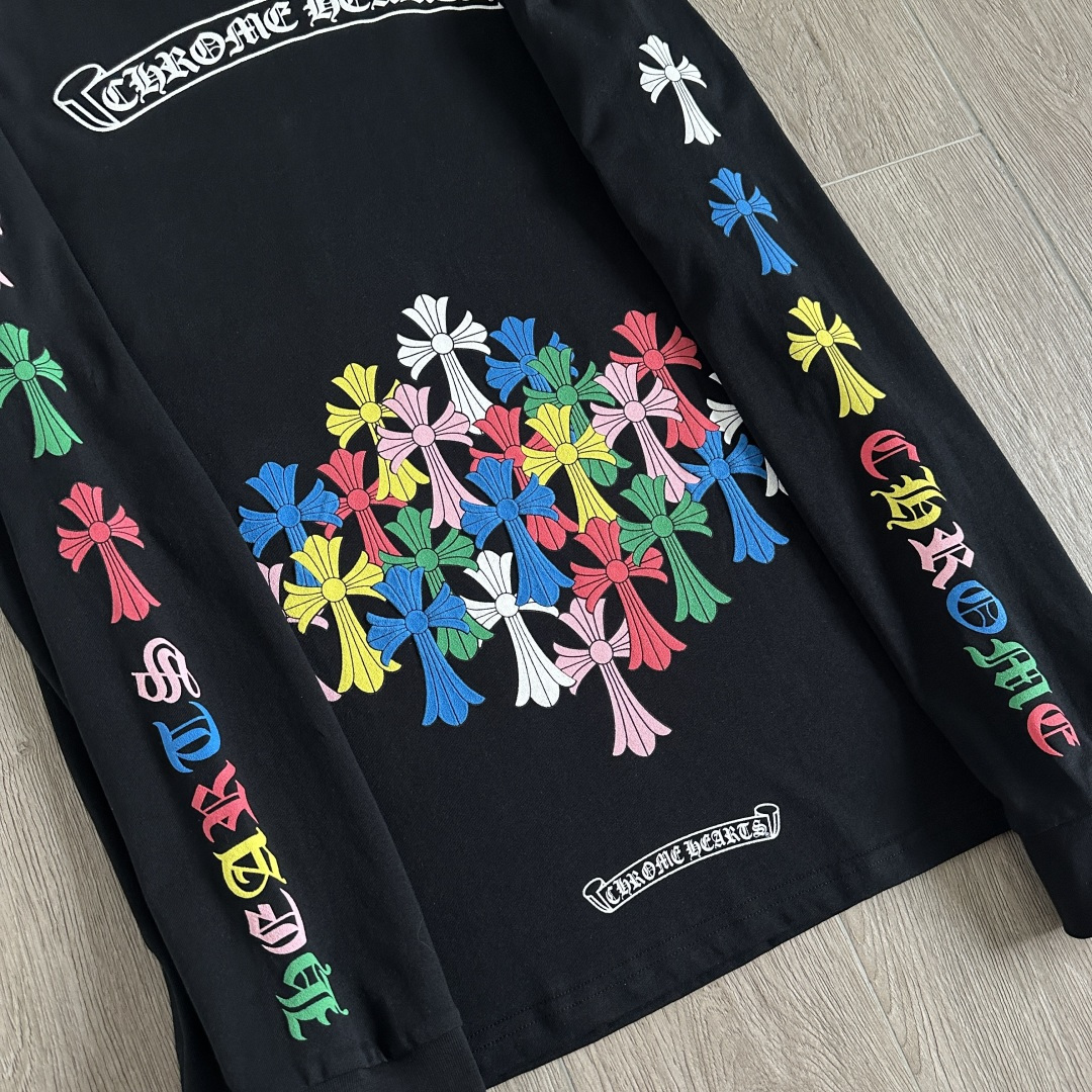 Chrome Hearts 克罗心  CH 圆领长袖T 后背彩色十字
