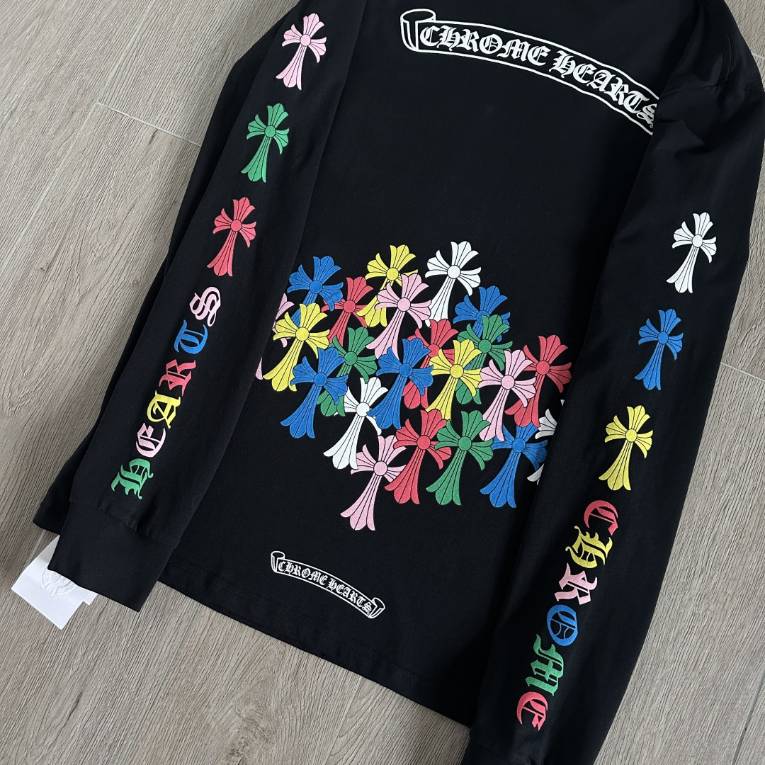 Chrome Hearts 克罗心  CH 圆领长袖T 后背彩色十字