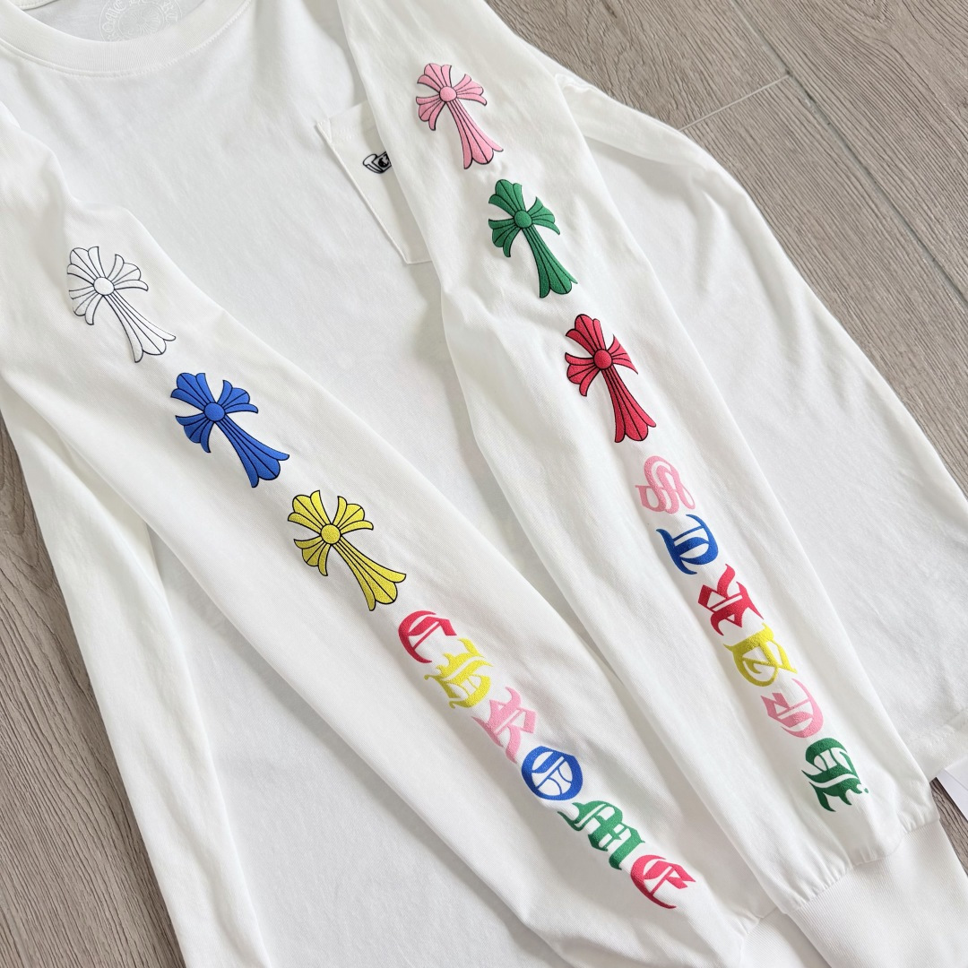 Chrome Hearts 克罗心  CH 圆领长袖T 后背彩色十字