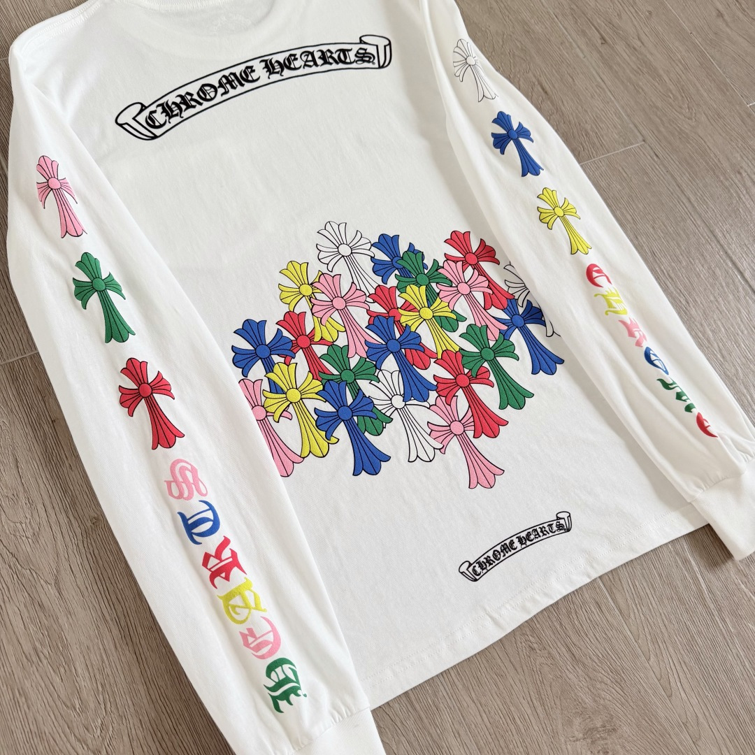 Chrome Hearts 克罗心  CH 圆领长袖T 后背彩色十字