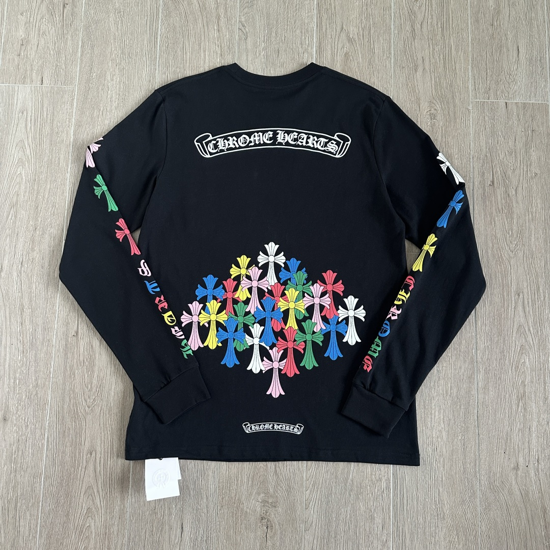 Chrome Hearts 克罗心  CH 圆领长袖T 后背彩色十字