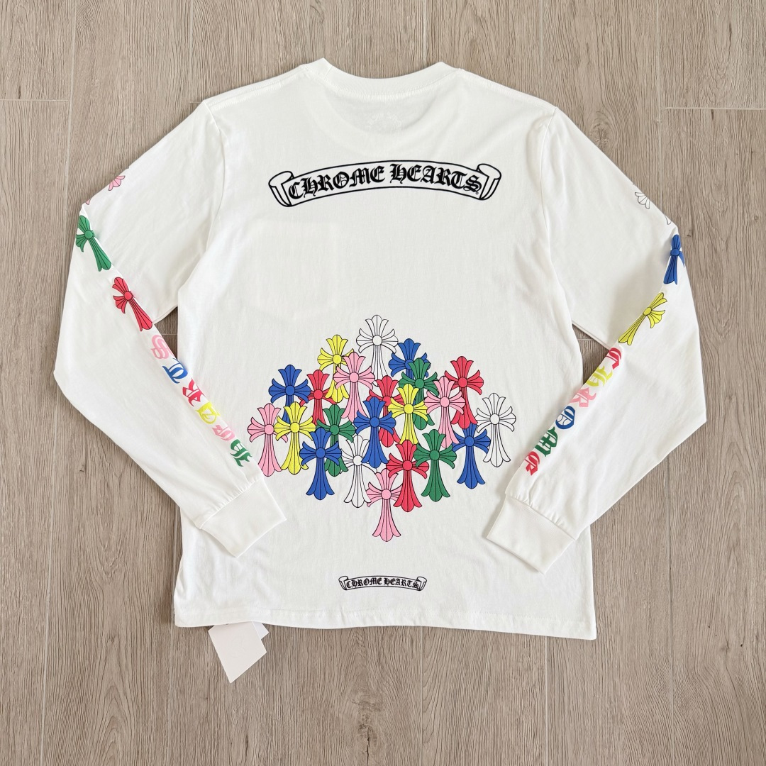 Chrome Hearts 克罗心  CH 圆领长袖T 后背彩色十字